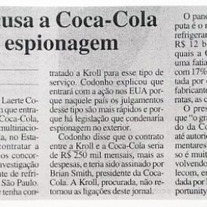 17/03/2015 - O Estado de São Paulo - Dolly acusa a Coca Cola de fazer espionagem