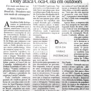 27/01/2004 - O Estado de São Paulo - Dolly ataca Coca-Cola em outdoors